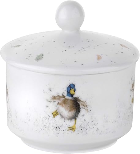 Royal Worcester Wrendale Designs Waddle Duck Sugar Pot  Azucarero de 10 onzas con diseño de pato  Hecho de porcelana fina  Apta para microondas y
