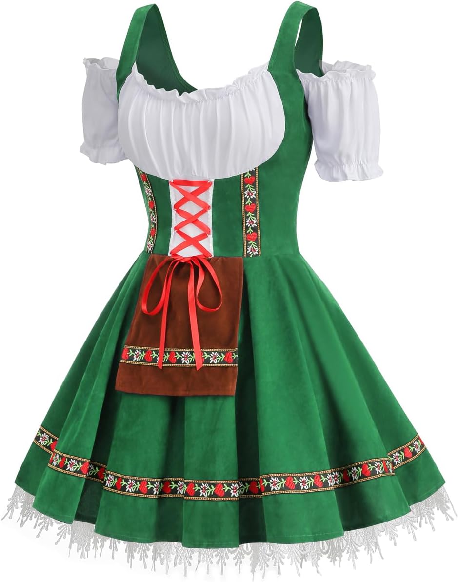 GRAJTCIN Womens Oktoberfest Costume, Velvet German Bavarian Dress for Halloween Carnival - Image 2