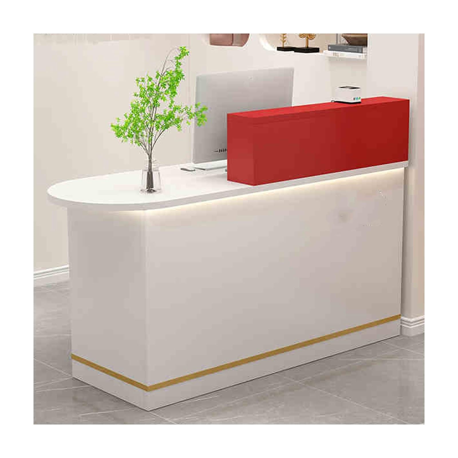 Comptoir de réception verrouillable avec tiroir | Réception élégante pour magasins de vêtements et salons de beauté et magasins | 100 cm design blanc et rouge