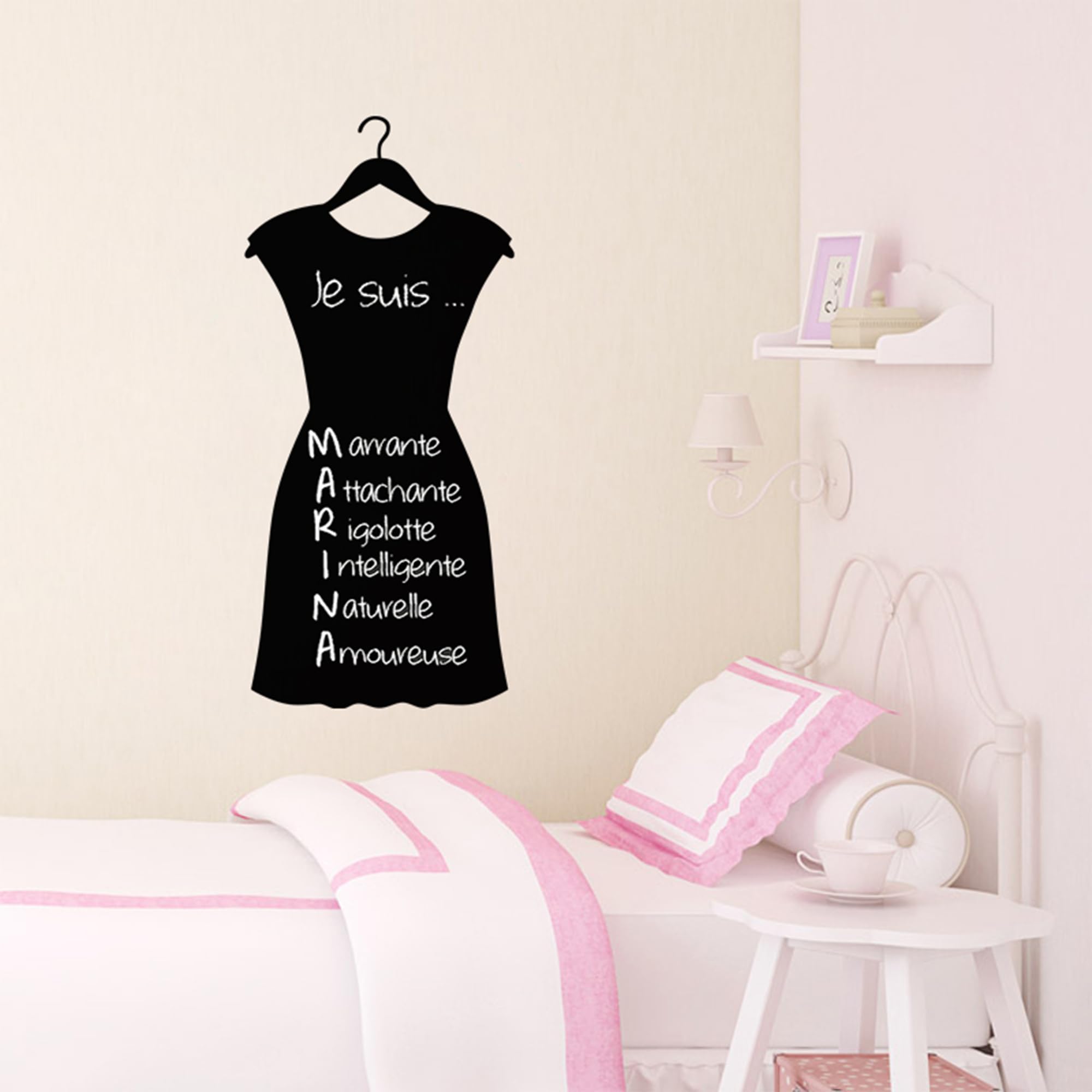 Ambiance Sticker Blackboard Slate – Removable Adhesive Wall Stickers – Women's Dress – H40 x L20 cm