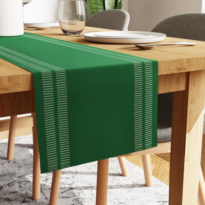 Encasa XO Dining Table Runner 32x183 cm, Ladder Dk Green