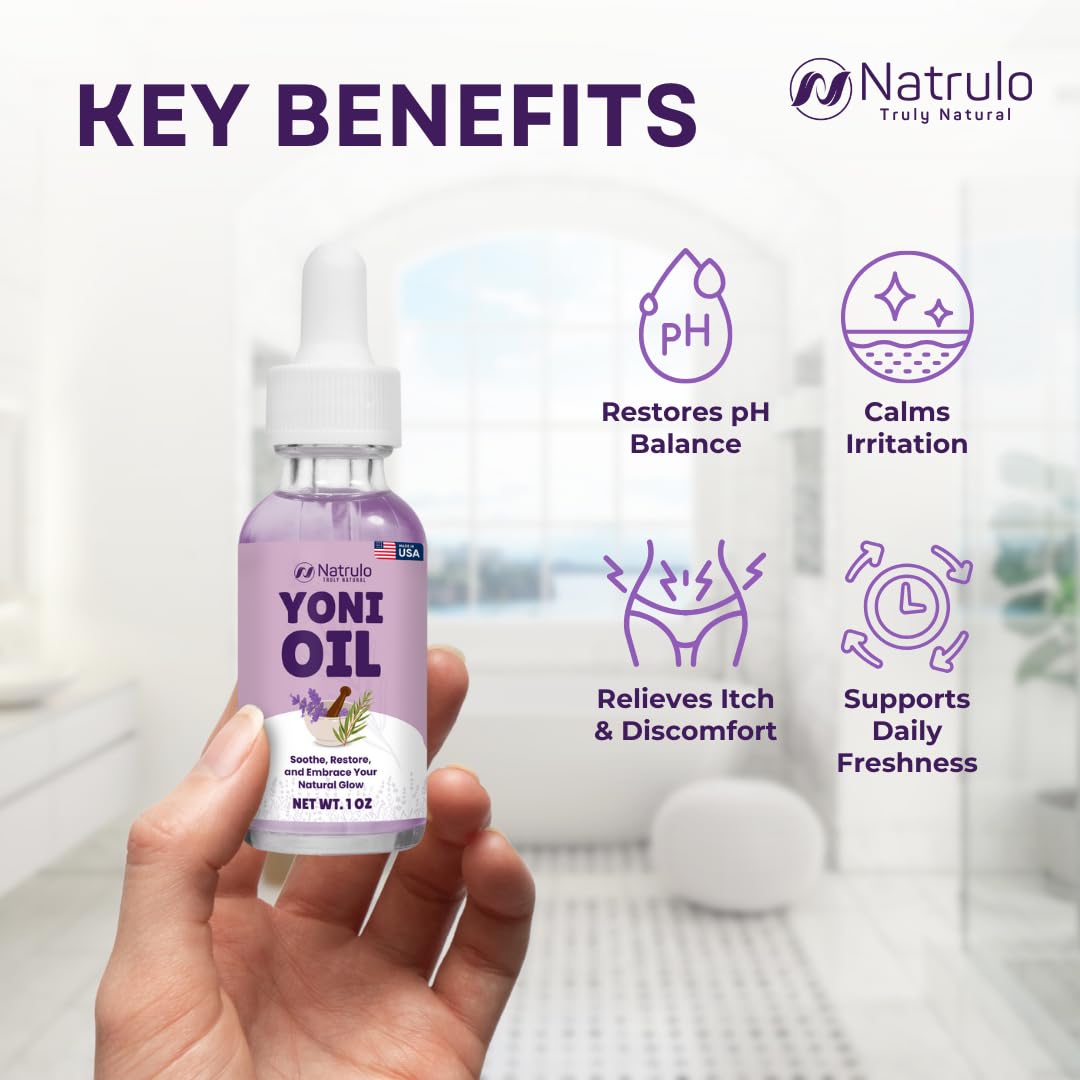 Yoni Oil – Natural Feminine Oil for Women, Odor Control, Dark Spots, Ingrown Hairs & Skin Brightening – pH Balanced, Moisturizing, Herbal Serum with Essential Oils – Intimate Vaginal Care, Made in USA
