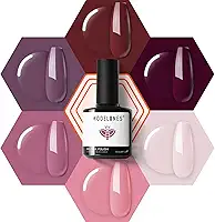 modelones Conjunto de esmalte de gel - Conjunto de esmalte de gel rosa e marrom, bordô, vermelho, pêssego, rosa, pastel, rosa, kit de manicure de imersão para presente, para mulheres, faça você mesmo