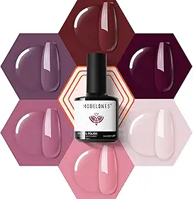modelones Conjunto de esmalte de gel - Conjunto de esmalte de gel rosa e marrom, bordô, vermelho, pêssego, rosa, pastel, rosa, kit de manicure de imersão para presente, para mulheres, faça você mesmo
