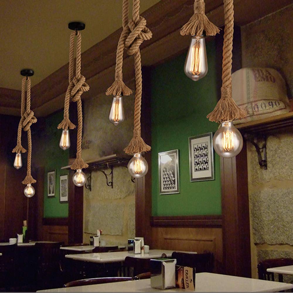 Abinlina Retro Industrial Style Pendant Light - 100cm Long Chandelier for Staircase, Living Room, Cafe, and Bar - E27 Bulb Included(2 Lights per lamp)