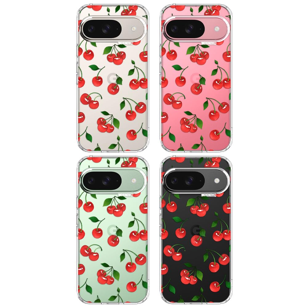 MOSNOVO Case for Google Pixel 10 & Pixel 10 Pro, [Buffertech 6.6ft Military-Grade Drop Protection] [Anti Peel Off Tech] Clear TPU Bumper Phone Case Cover Design - Cute Cherry — view 409