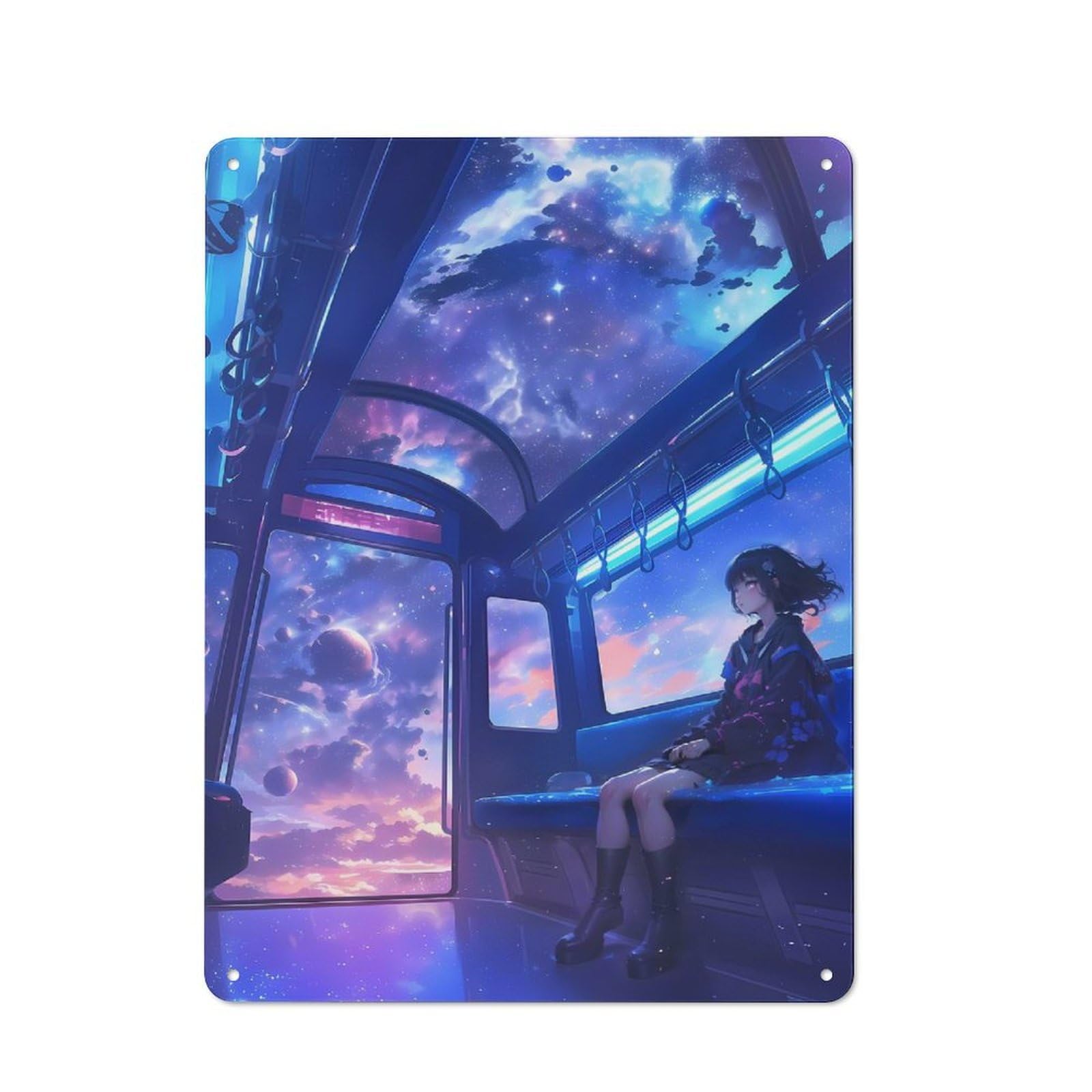 Junmoney Style-24 Rustic Metal Sign With Anime Space Fantasy Train Design 40X30cm, Farmhouse Farmhouse Wall Decor For Dining Room, Cafe, Entryway Or Family Room
