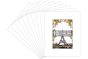 Golden State Art, 8x10 White Picture Mats with White Core Bevel Cut...