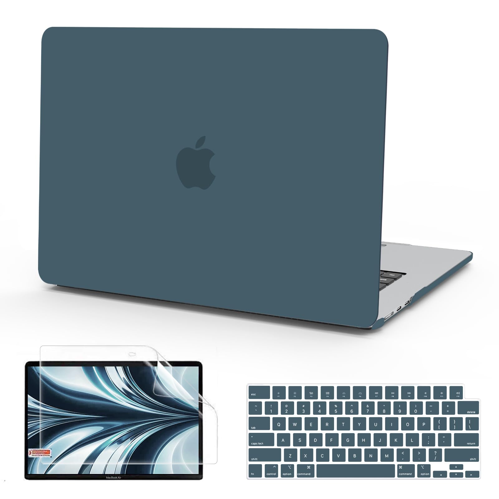 B BELK Compatible with MacBook Air 13.6 inch Case 2025 2024 2023 2022 Release M4 M3 M2 A3240 A3113 A2681 Liquid Retina Display, Plastic Hard Shell Case +Keyboard Cover+Screen Protector, Midnight Blue