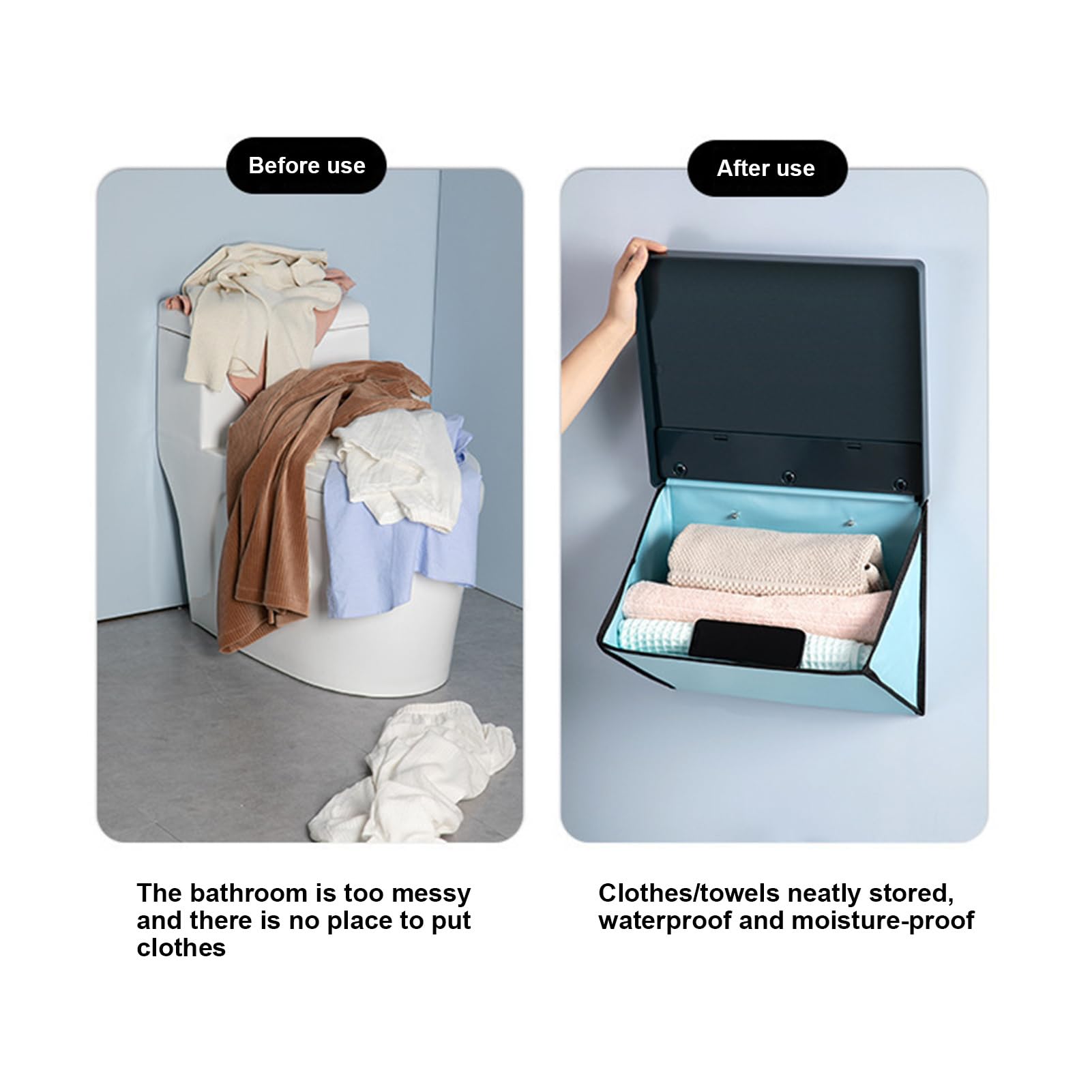 Plastic Hangende Wasmand Opvouwbare Wasmand, aan de Muur Gemonteerde Hangende Opvouwbare Wasmand met Grote Capaciteit voor Thuisgebruik (Blauw XL