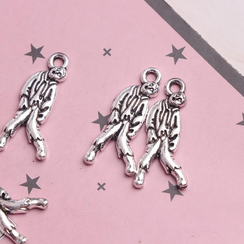 Miniatura 6 de Opexicos 40 dijes de zombi de zombi tibetanos envejecidos en tono plateado, accesorios hechos a mano, 0.472 x 0.984 in