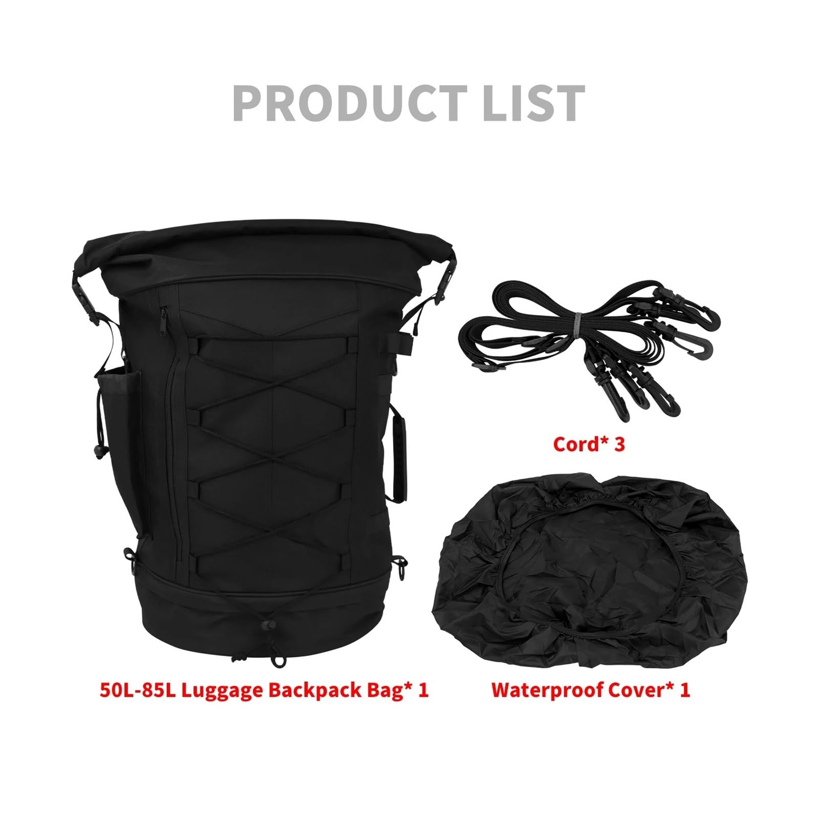 Borsa Moto Posteriore 50L-85L Zaino Portabagagli Sissy Bar Universale Espandibile