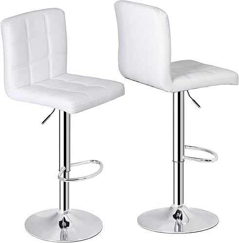 Miniatura 10 de ZENY Taburetes de bar extragrandes – Sillas de mostrador ajustables de altura giratoria, juego de 4, taburetes cuadrados de piel sintética para