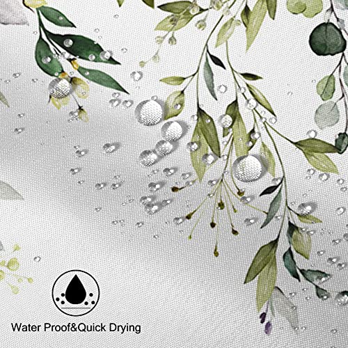 MIRRORANG Sage Green Eucalyptus Stall Shower Curtain,Watercolor Leaf Plant with Floral Bathroom Curtains with Hooks,Waterproof Mildew and Mould Resistant Polyester (90 x 183 cm) - Image 2