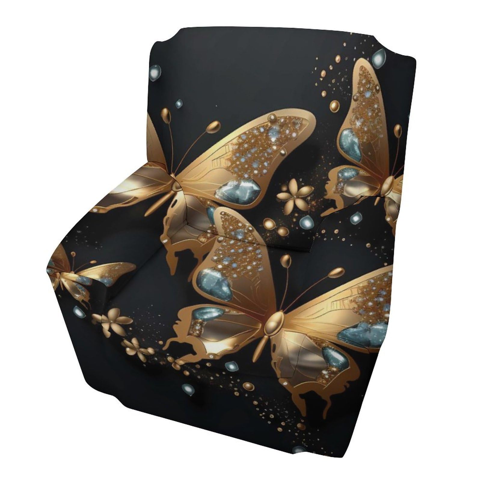 Housse de canapé extensible au motif papillon doré pour décoration hôtel