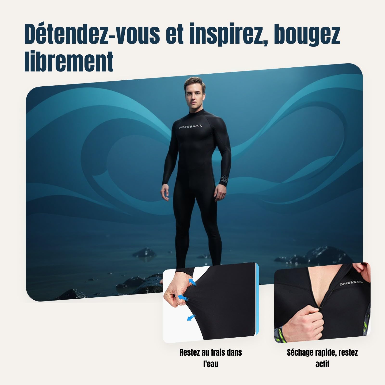Generic Maillot de Bain Super Extensible pour Femme et Homme, Combinaison 1 Pièce avec Fermeture éclair dans Le Dos, pour La Plongée en Apnée, La Natation Sou