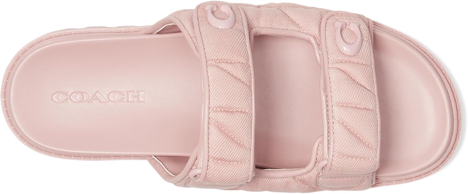 COACH womens Sculpted C Quilted Washed Denim Double Band Sandals - Image 2