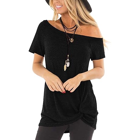 Women's Cold Shoulder Twist Knotted T-Shirts