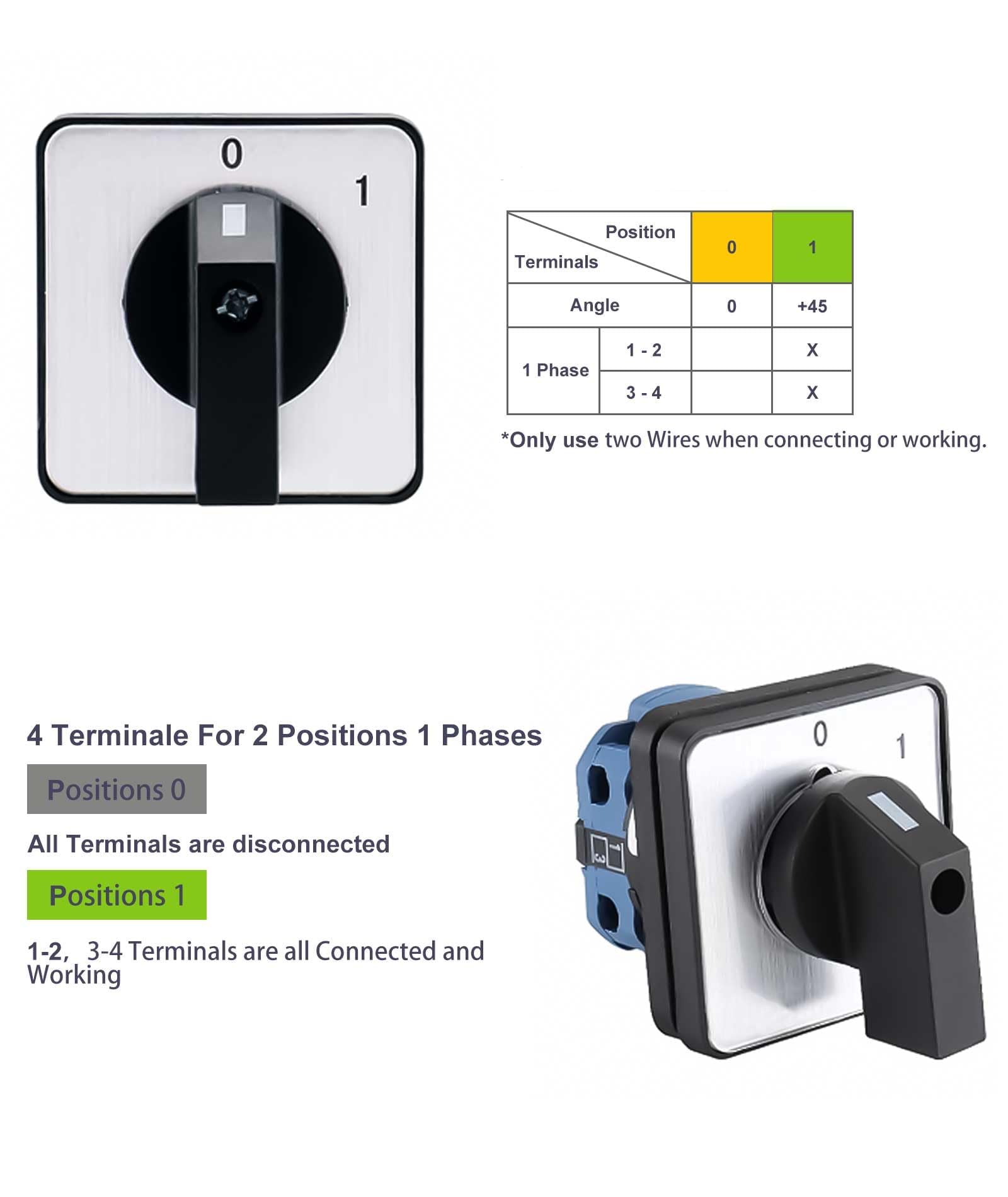 Qivine Inverseur Source Monophasé BEM28-25/1 C02 690V 25A - Commutateur Transfert 1-0 (On-Off) 2 Positions Industriel