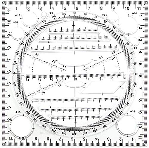 Manducary Ruler, Multifunction Drawing Ruler Tool, Geometry Gauge Parallel Ellipse Template for Drawing Designing Studying Building Black