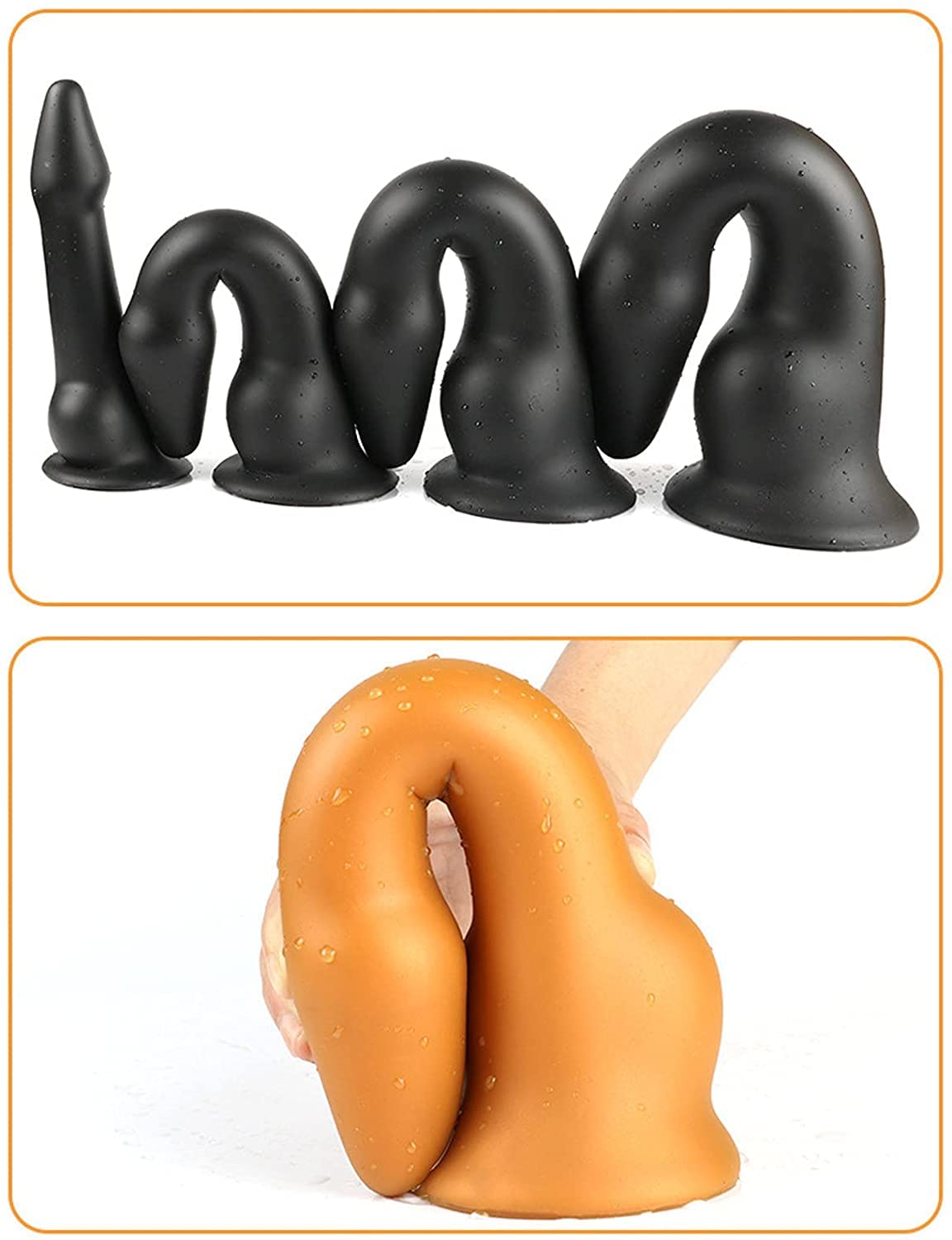 Silicone morbido vibratore anale lungo butt plug maschio anale prostata espansore anale plug donna punto G masturbazione vaginale giocattoli anali gay vibratori anali(Metallic Metallisch,XL)