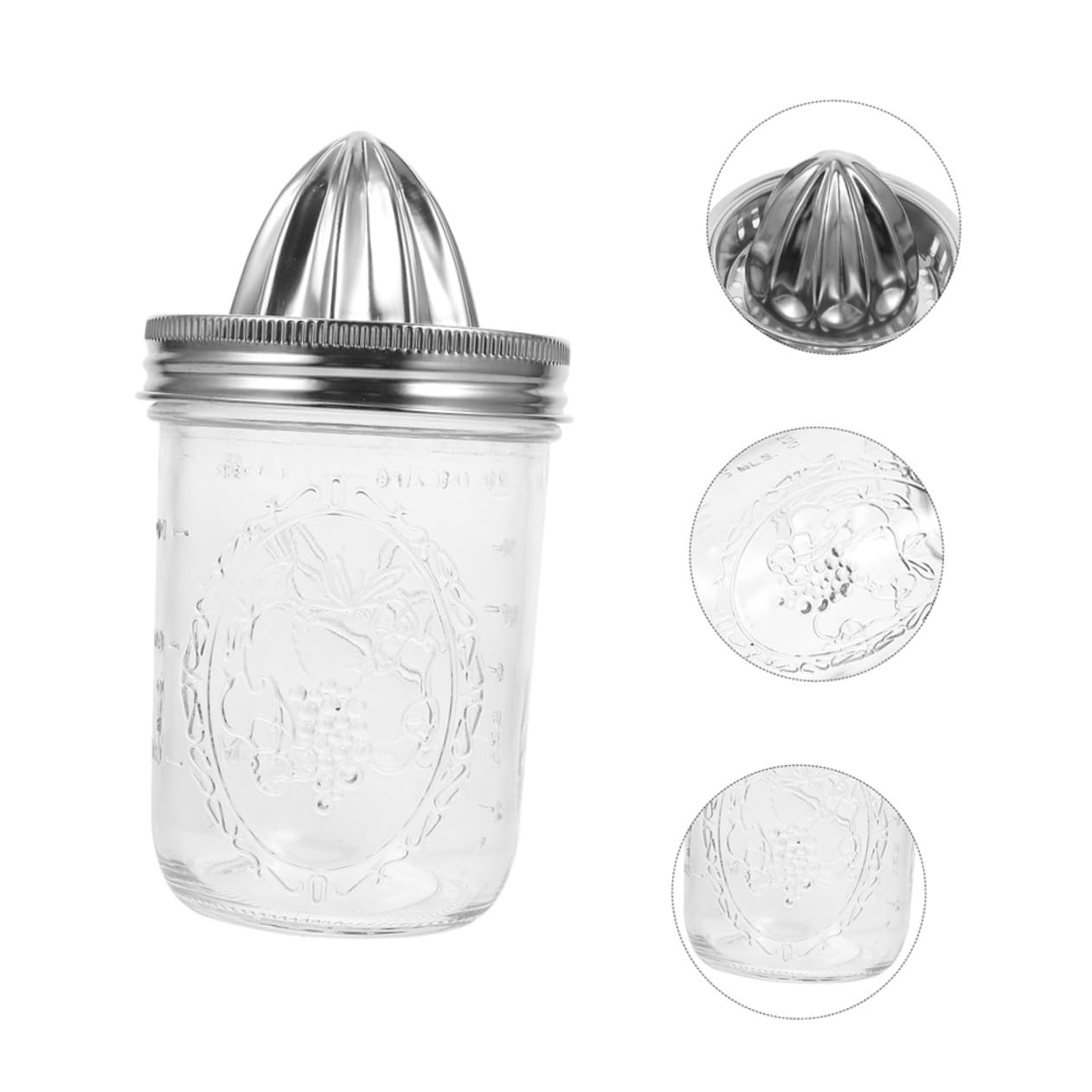 Zitruspresse mit 280ml 2 Fassungsvermögen und 480ml Platzsparend Manuelle aus Edelstahl Glas Stück Leicht zu Reinigen für Orangen und Zitronen im Haushalt