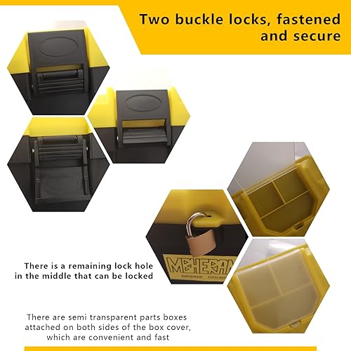 Miniatura 3 de Caja de herramientas de 19 pulgadas Caja de plástico con asa Almacenamiento de herramientas Bandeja interior extraíble ligera fácil de transportar