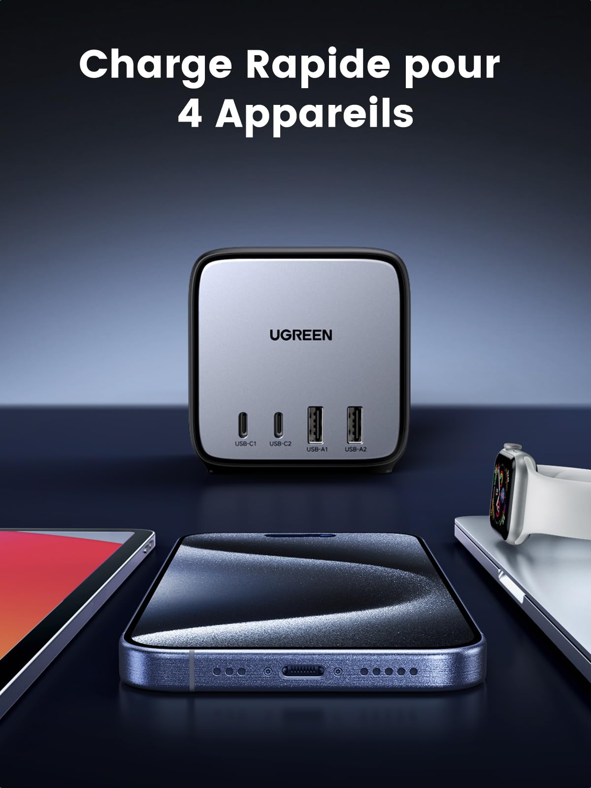 'UGREEN DigiNest Cube 7 en 1 Multiprise USB Cube 3 Prises avec 65W 4 Ports USB, Multiprise Électrique avec Interrupteur et 1,8M Câble Alimentation