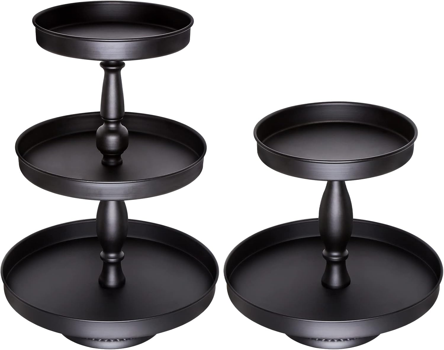 Weharnar Tiered Serving Tray Stand, Cupcake Stands 2 Tier Tray & 3 Tier Tray, Black Cupcake Stand for 50 Cupcakes Round, Cupcake Tower Display Stand Sets for Dessert Table Black Set