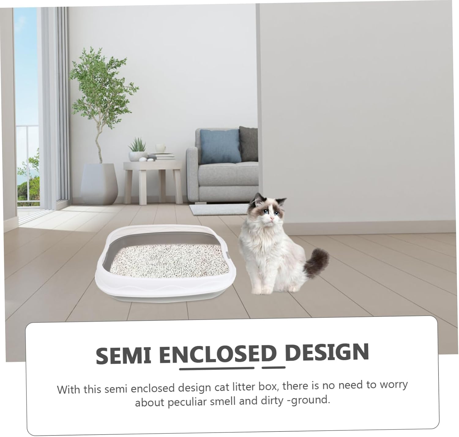 1Set Detachable Cat Litter Box Kit Splash Toilet for Kittens Cats Open Design Grey Easy Potty Training Breathable Spacious for Comfort