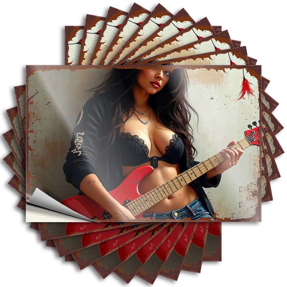 High, Decal Bumper Red Guitar Passion: A Stylish Musical Journey | Math Backyard Decor(12X18CM)