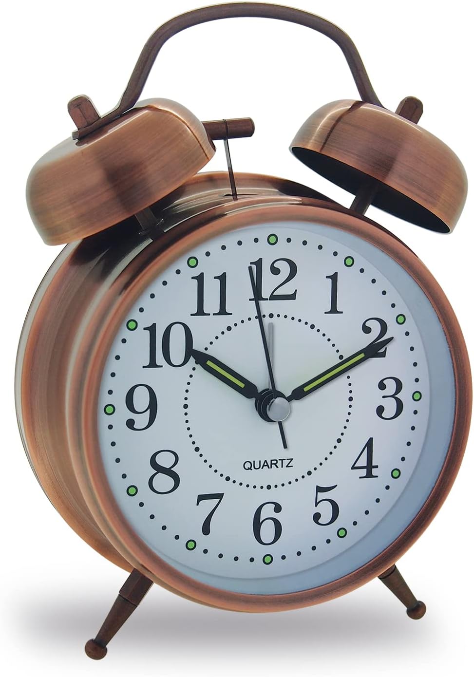 Königswerk Twin Bell Loud Alarm Clock, 4 inches Silent Desk Clock with Backlight for