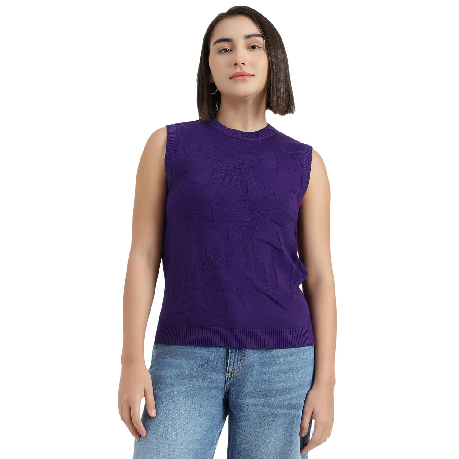 united colors of benetton Round Neck Self Design Sweater - 26P1594D108YIV19-picture-17
