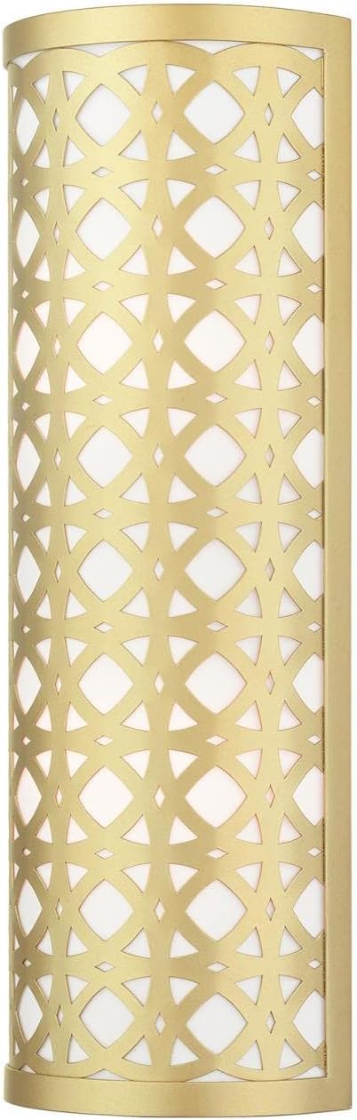 Soft Gold Steel Cylinder Wall Mount Sconce with Latticework