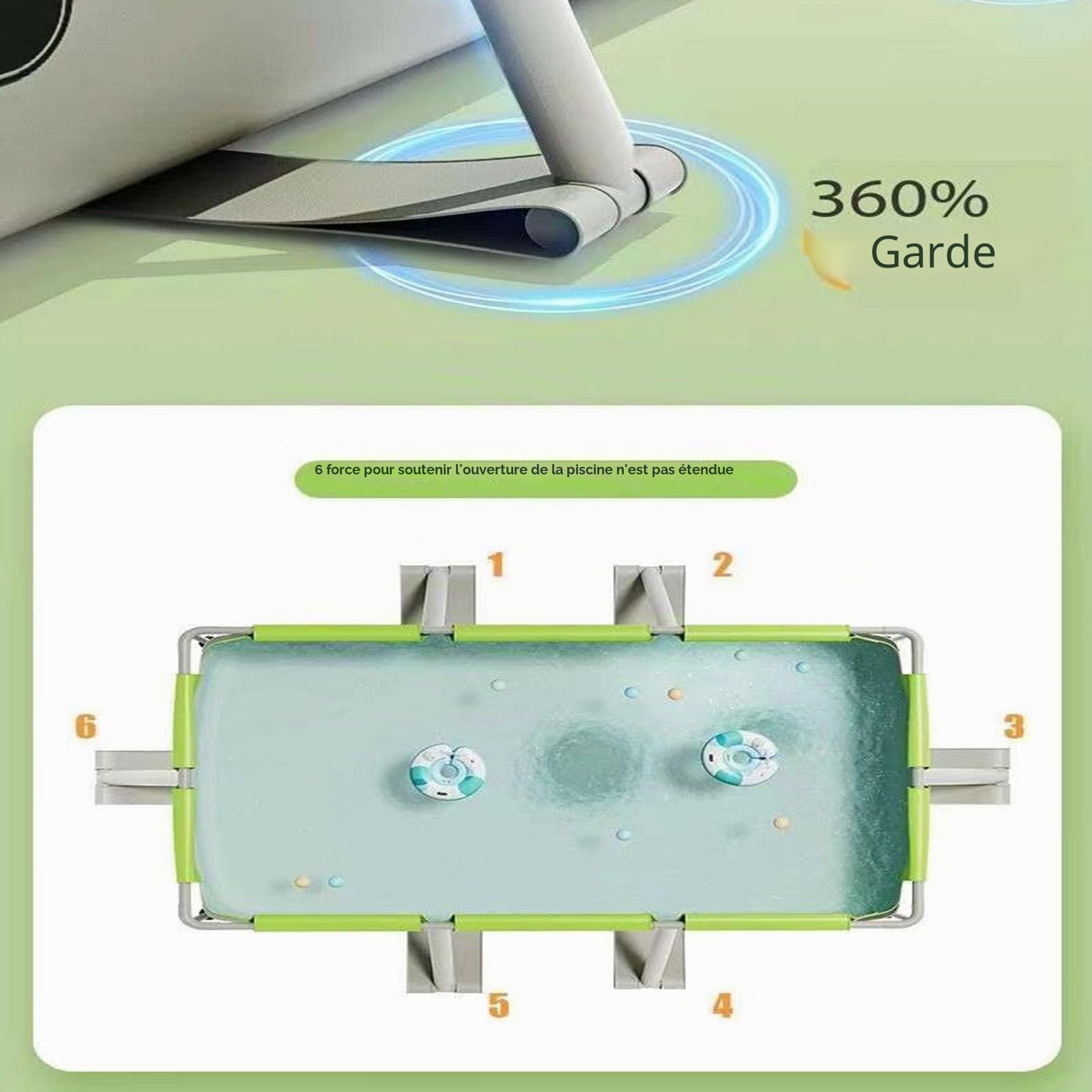 Grande piscine extérieure avec canopée, parasol pour cour, piscine pliable amovible pour adultes (1,9 m)