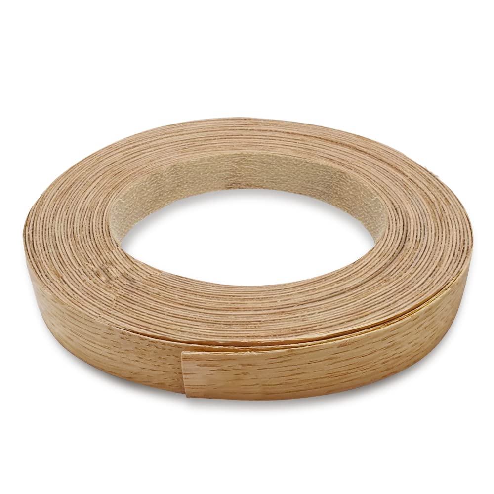20 mm Real Oak Iron-On Edging โ 15 m Roll โ Pre-Glued Wood Veneer Tape - Iron-On Edge Banding for Shelf, Wardrobe, Cabinet, Door Frame, Desktop(Brown)