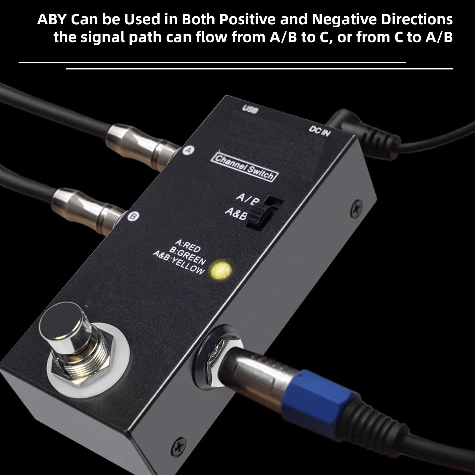 ABY Line Selector AB-Schalter Mini-Gitarreneffektpedal True Bypass Gitarren-Bass-Pedal AB-Box – ABY-Kanalschalter