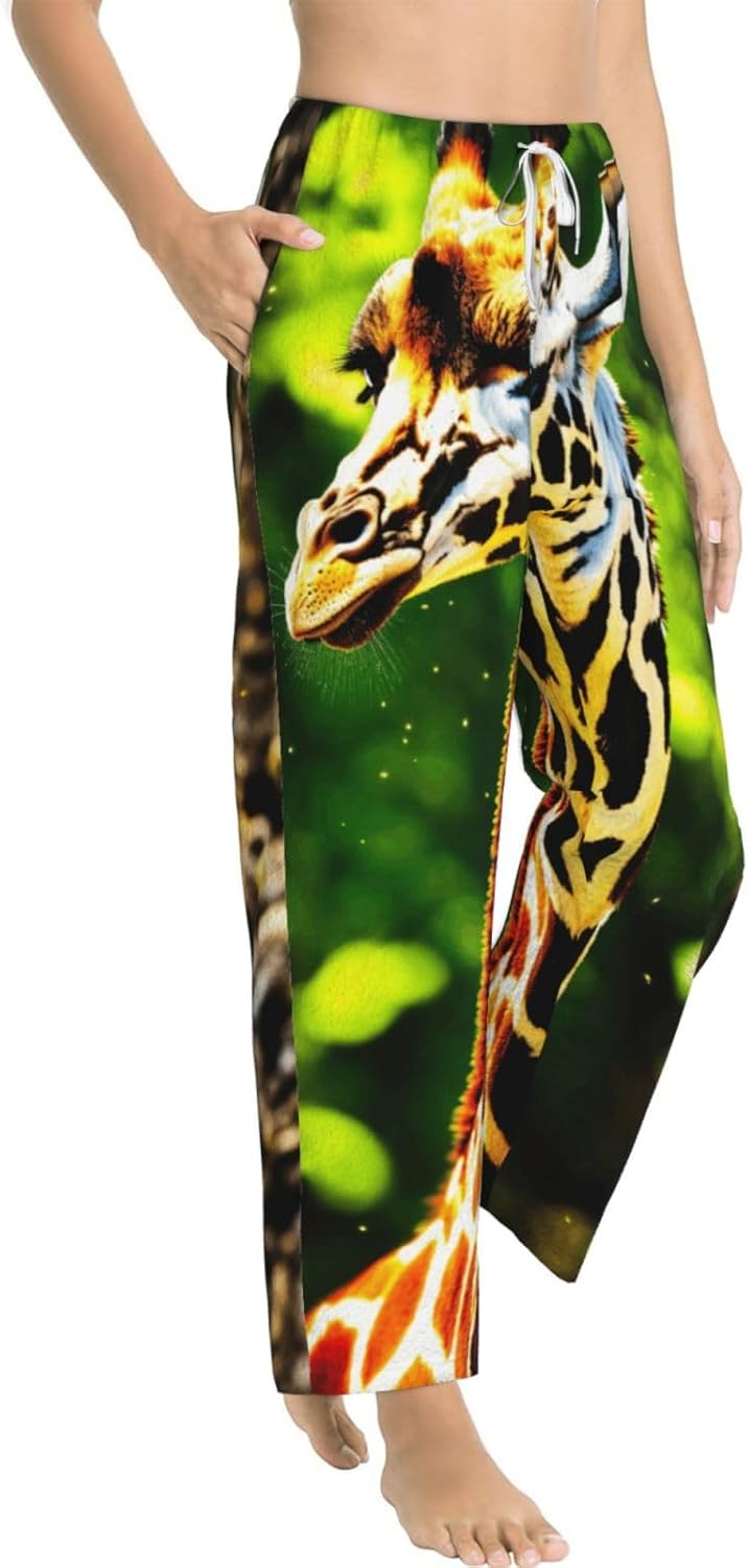 Clever Giraffe Print Fashion Cozy Womens Flannel Pajama Pants,Perfect For Christmas And Everyday Wear
