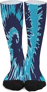 Navy Blue Tie Dye Tube Socks Printed High Stockings Cute Color Matching Socks Athletic Socks