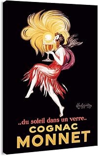 Canvas Print Wall Art - Classic Vintage Wine Advertisement for Monnet Cognac - 24x36 inches