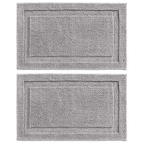 mDesign Soft Microfiber Polyester Non-Slip Rectangular Spa Mat, Plush Water Absorbent Accent Rug for Bathroom Vanity, Bathtub/Shower - Machine Washable, 34