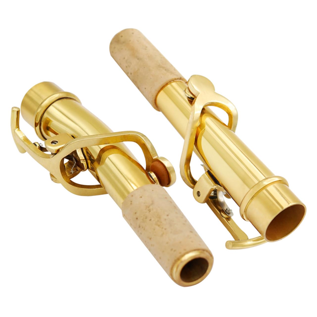 Kit Sostituzione Collo Sax Alto 2 Pezzi, Dritto e Curvo Oro | Rame e Sughero, Installazione Semplice e Struttura Robusta, Accessori per Ricambio e Manutenzione