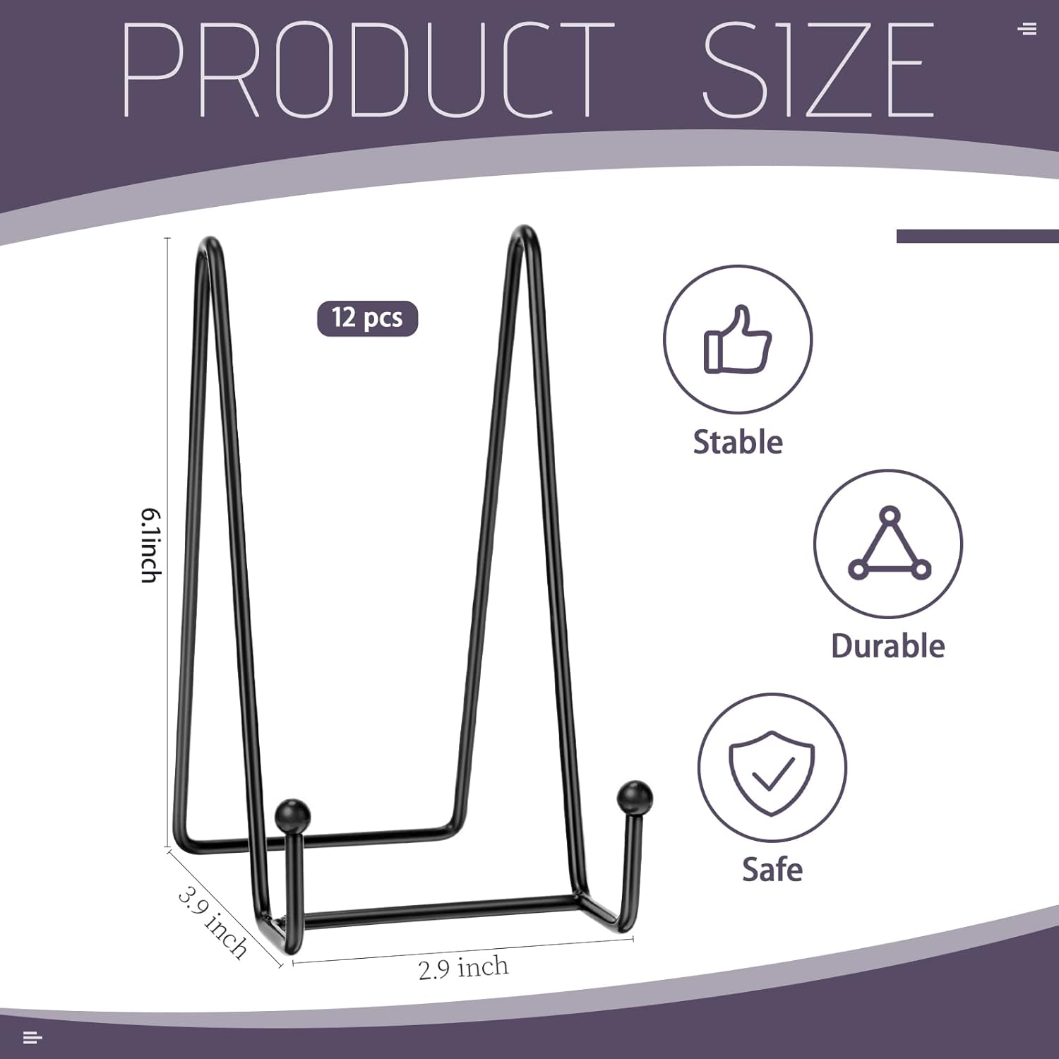 Mixweer 12 Pcs Book Stands for Display Metal Picture Frame Stand Book Plate Picture Holder Easels Photo Holder for Decorative Display(6 Inch,Black) - Image 2