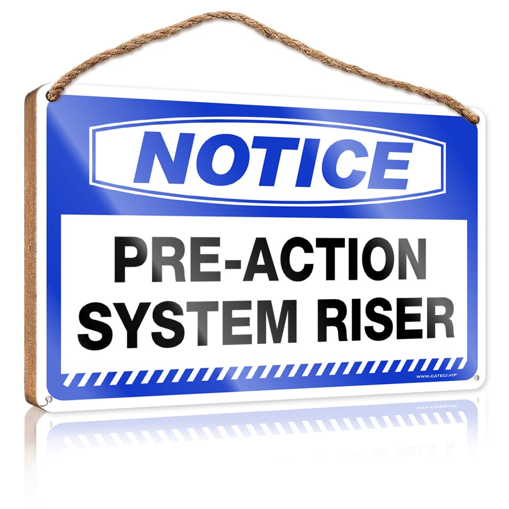 FRINTOXA Small Signs For Home Decor Notice Pre-Action System Riser Wooden Sign(20X30CM)