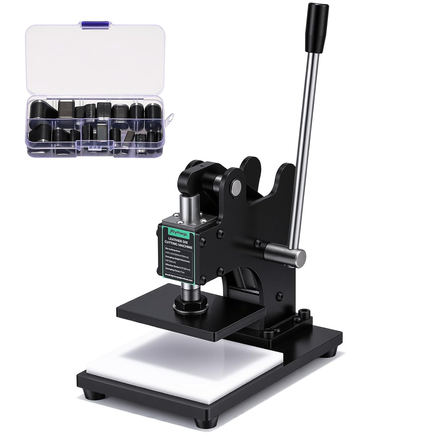 5x3.5inch Small Leather Die Cutting Machine - 1 Ton Pressure with 18-Piece Die Set, Compact Desk-Friendly for DIY Crafting, Manual Die Cutter Stamping Machine, Adjustable Pressure Stroke