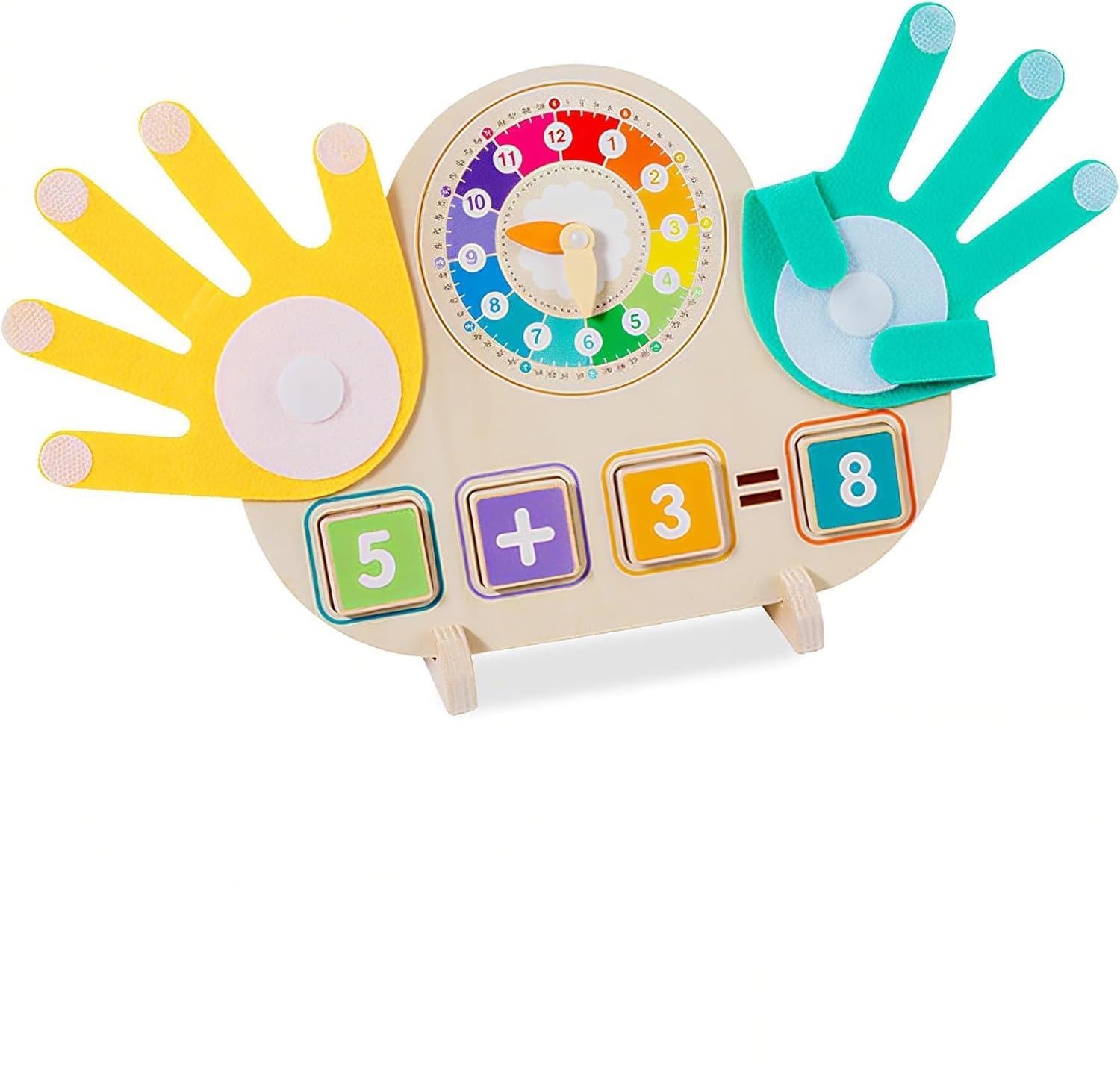 SHINETOY Montessori Wooden Math Learning Toy | Finger Counter, Addition & Subtraction Game Calculating with Educational Clock | Preschool Homeschool Teaching Tool for Kids Ages 3–9-image-32