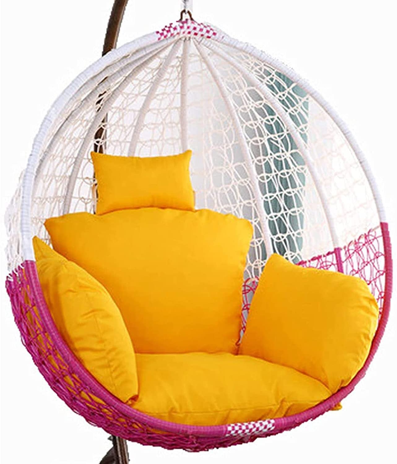 Outdoor Hanging Lounge Chair Cushion with Fixed Strap Yellow Small Size Pillow Nest Swing Seat Cushions for Rattan Garden Egg Chair Outdoor Furniture Mat