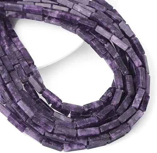 Miniatura 6 de BEADIA - Cuentas de tubo de amatista oscura natural rectangular de 4x13mm, cuentas de piedra de 40cmhebra para hacer joyas
