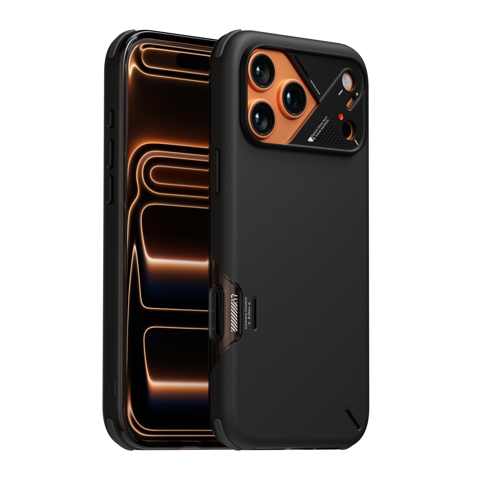 Aulumu A17 para iPhone 17 Pro MAX Funda a Prueba de Golpes | con Control de Cámara | CoolHyper | Marco de cámara de aleación de Aluminio | Protección compuesta Multicapa – Negro