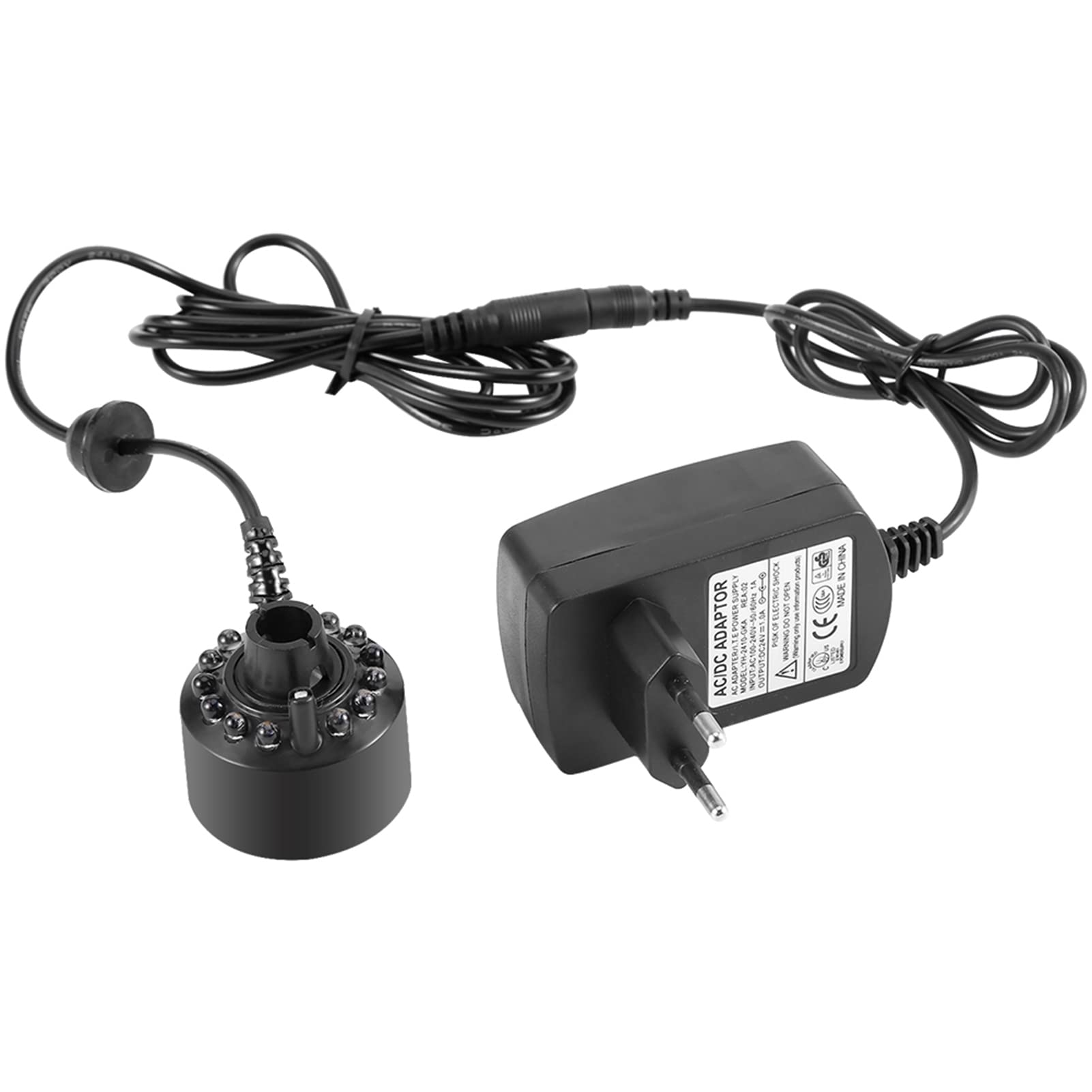 Akozon Creatore di Nebbia, per Laghetto con Fontana d'Acqua con Adattatore Nebler di Alimentazione 110 240 V Spina Americana 1 Pezzo 12 LED Creatore di Nebbia Colorato